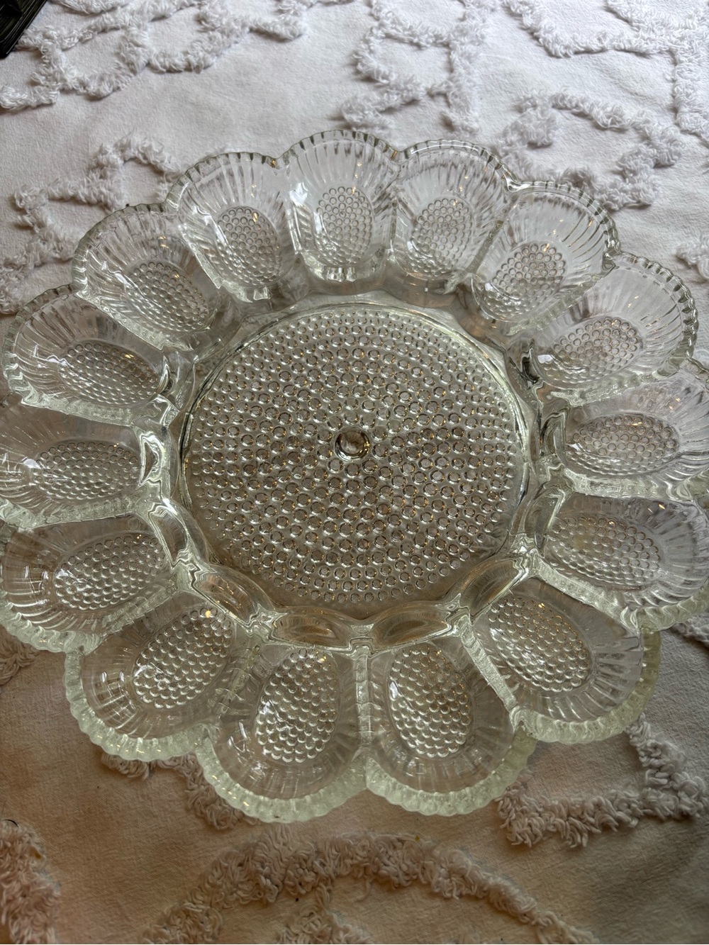 Vintage Hobnail Clear
by INDIANA GLASS 15 count egg and relish tray